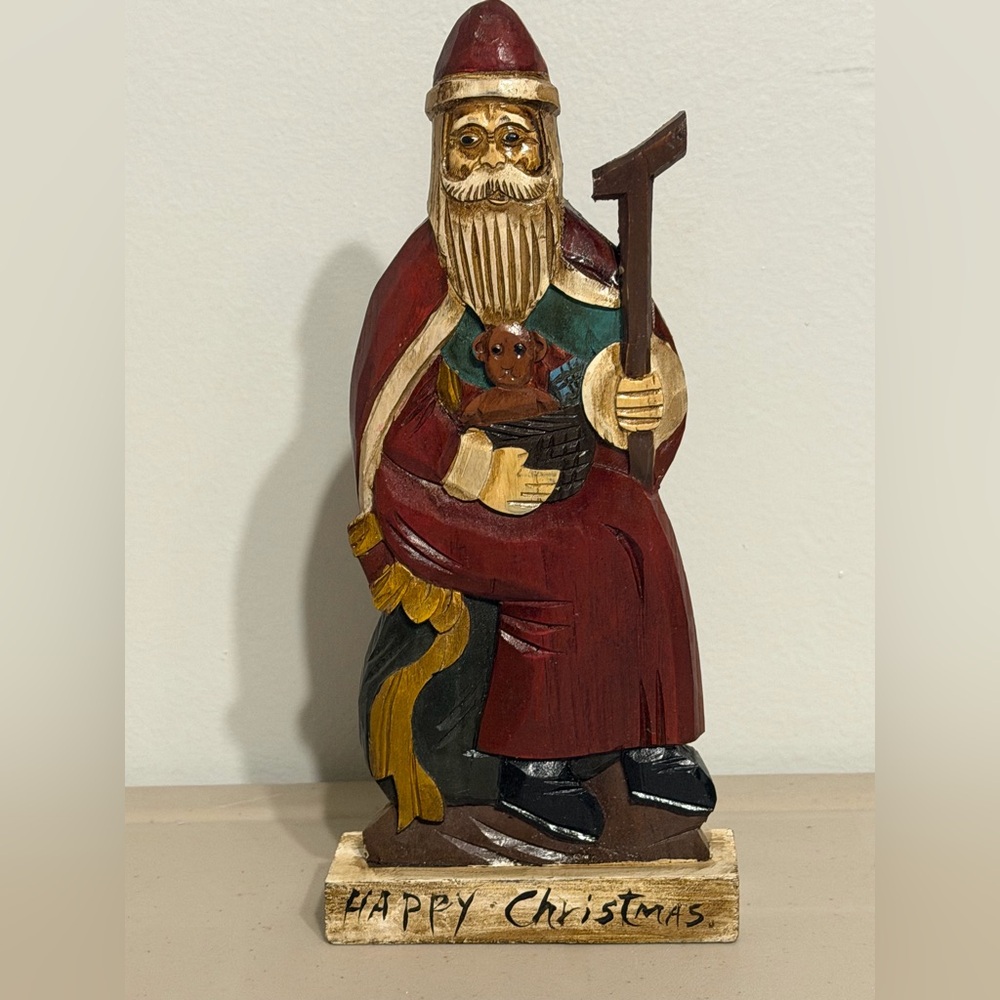 Festive Santa Claus Figurine - Red and Brown